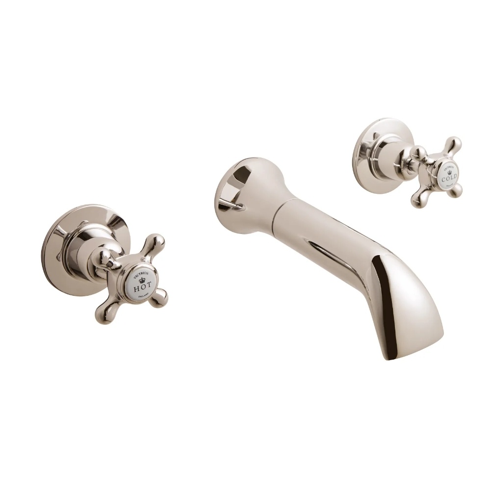 BC Designs Victrion Crosshead Nickel Wall Mounted Basin Mixer Cut Out